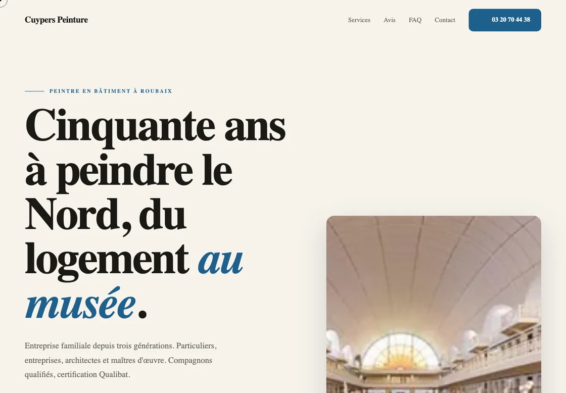 Le nouveau site de Cuypers Peinture, peintre en bâtiment à Roubaix.