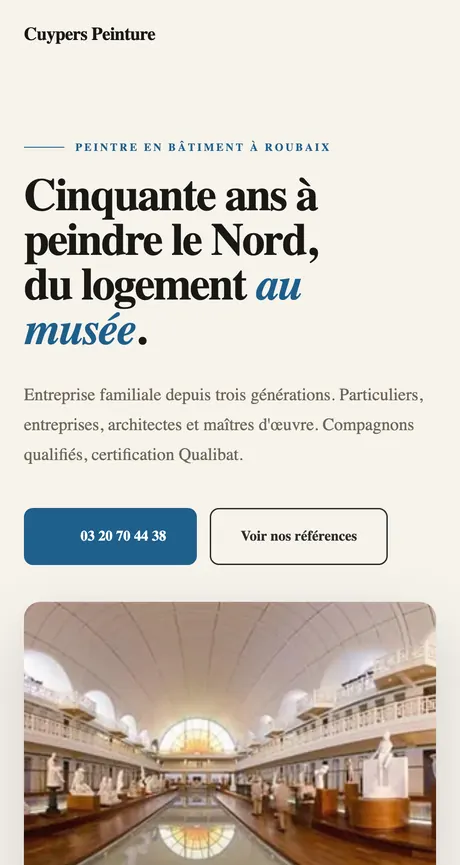 Site refait pour Cuypers Peinture, peintre en bâtiment à Roubaix.
