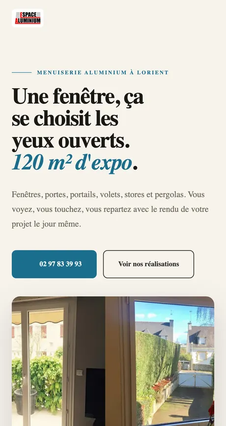 Site refait pour Espace Aluminium, menuiserie à Lorient.