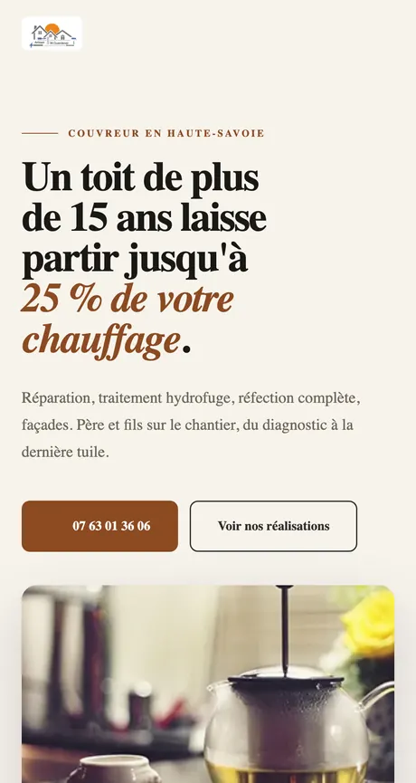Site refait pour Guerdener Père et Fils, couvreur en Haute-Savoie.