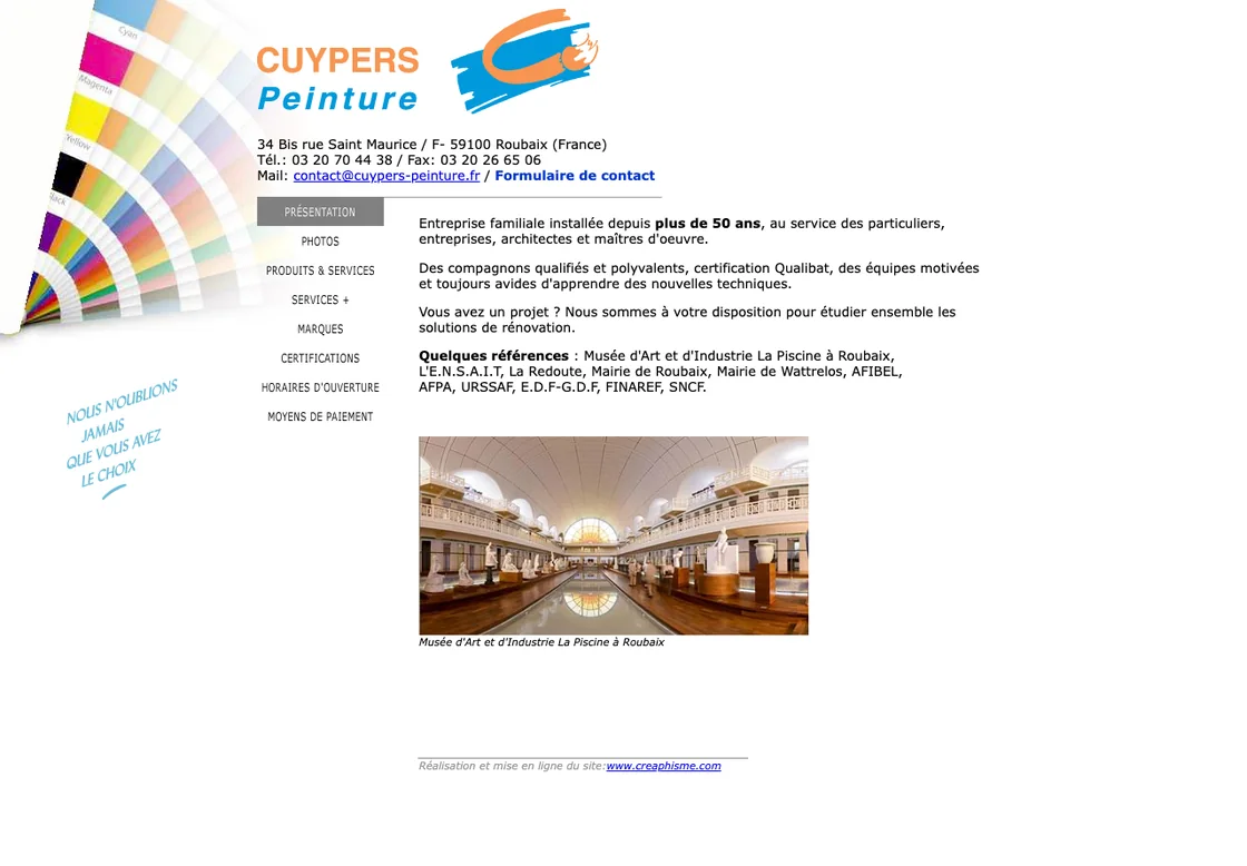 L'ancien site de Cuypers Peinture avant la refonte.