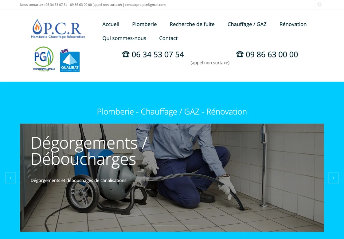 L'ancien site de PCR Plomberie avant la refonte.
