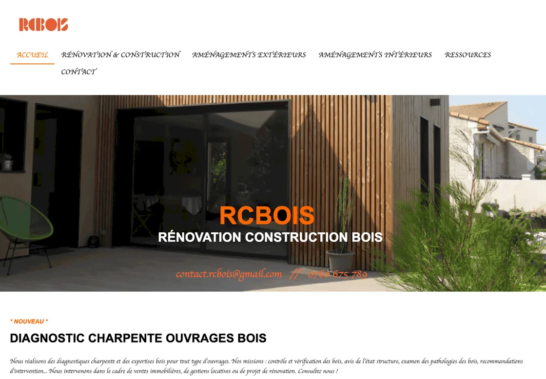 L'ancien site de RCBOIS avant la refonte.