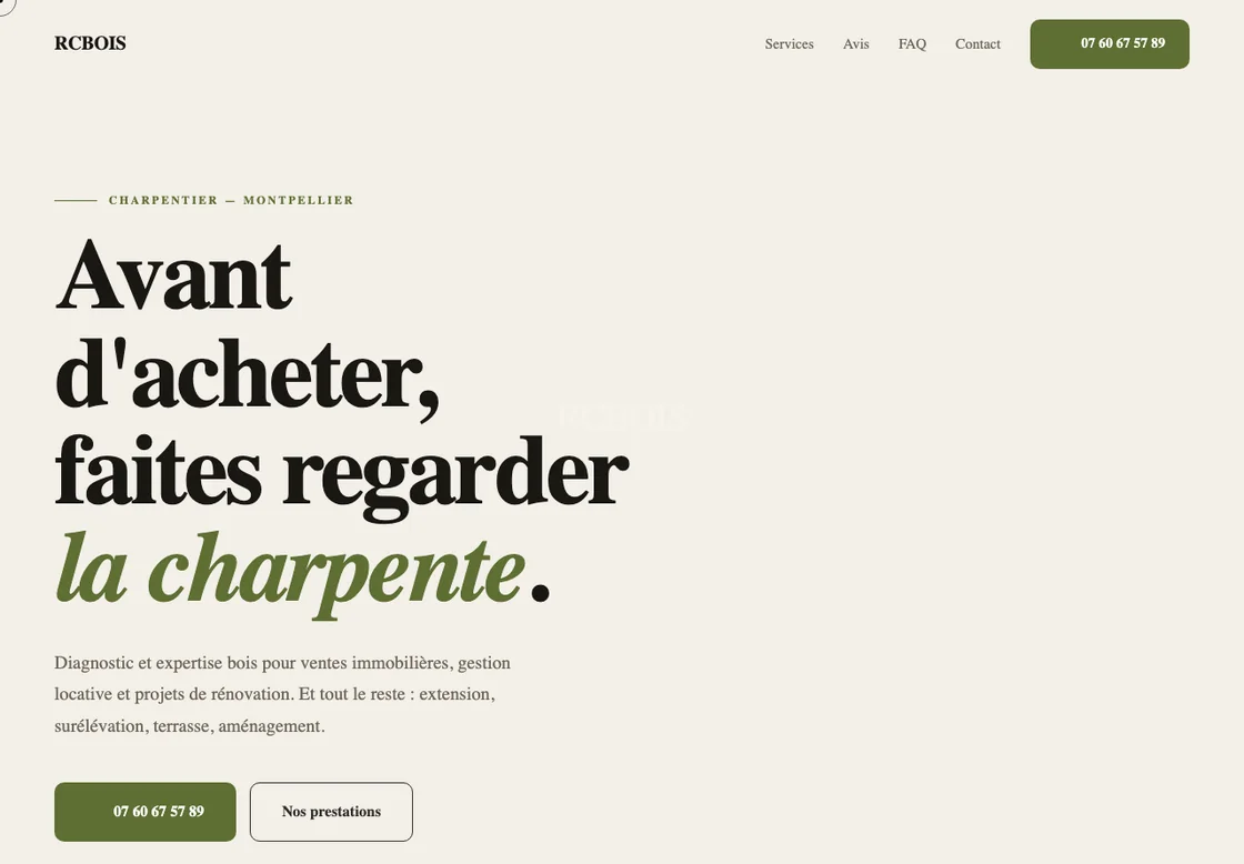 Le nouveau site de RCBOIS, charpentier à Montpellier.